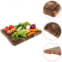 Large Acacia Wood Cutting Board 43x33x3cm Heavy Duty Thick Wooden Chopping Block For Kitchen Extra Large Meat Cheese Board Durable Hardwood Serving Platter With Juice Groove End Grain Carving Board Premium Solid Timber Countertop Organizer - Camel - View 4