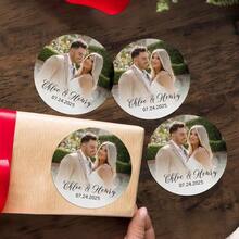 500/1000 piezas Pegatinas de regalo personalizadas, etiquetas personalizables con texto/logo/imagen/logo de negocio redondo, pegatinas personalizadas a granel para boda/cumpleaños/despedida de soltera/reunión - Multicolor - Ver 5