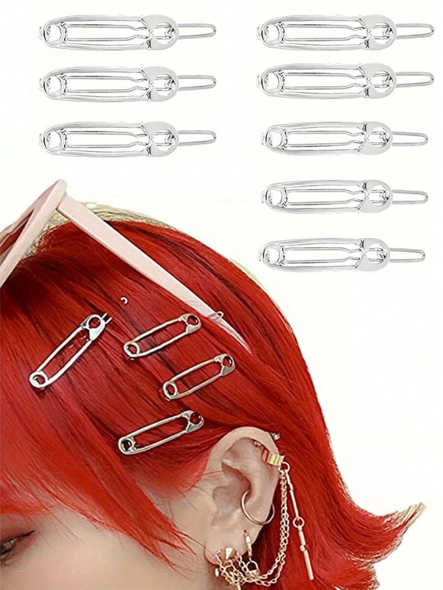 4PCS European And American Style Minimalist Paper Clip Shaped Hair ...
