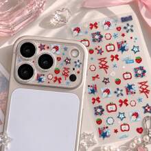 American Retro Small Pattern Notebook Stickers, Phone Case Stickers, Stars, Buttons, Apples, Bows Multiple Cute Elements, Waterproof No Residue, Suitable For Phone Cases, Lens Films, Water Bottles, Journals, Luggage, Handmade DIY Decoration Versatile - View 4