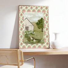 1 Stück französischer Cottagecore Wandkunst Leinwand Poster Drucke Shabby Chic Blumen Scheune Gemälde Kunstwerk Bild Giclee Muster Vintage Landhaus Landschaft Ente Küche Schlafzimmer Dekoration ästhetische Geschenke Deko ungerahmt /gerahmt/Holzaufhängung - Muster - Übersicht 6