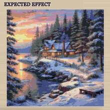 11/14CT Printed Cross Stitch Kit. Rustic Cabin & Natural Landscape Series. Relaxing DIY For Adult Beginners. Includes Fabric, Needles, Threads & Chart. Frameless. Handmade Wall Art Decor Gift. 40x40cm/15.7x15.7in. - Scenery - View 17