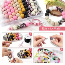 10/25Pcs Asymmetrical Water Transfer Print Silicone Beads Set, Suitable For Creative DIY Bracelets, Beaded Phone Chains, Handmade Gift Products And More - Multicolor - View 4