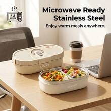 Kotak Bekal Dewasa, Kotak Bekal Stainless Steel 304, Wadah Makanan Microwave dengan Tutup, Kotak Bekal Sekolah Stainless Steel, Kotak Salad Bekal, Kotak Bekal Logam Dewasa, Penyimpanan Kulkas, Aman untuk Mesin Pencuci Piring - MultiWarna - View 3