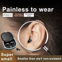 Ultra-Compact Invisible Mini Wireless Earbuds - Fashion Black, Anti-Glare Design, Wireless Connectivity, Touch Control, With USB-C Charging Case - Perfect For Sleep And Gift For Girlfriend, Wireless Earbuds - View 5