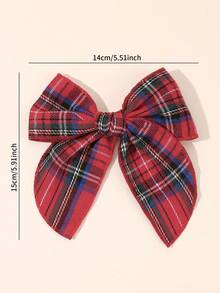 2 piezas Pinza de lazo para el cabello con tela de rejilla, pinzas de cocodrilo a cuadros rojo y azul, elegantes y lindas barretas para uso diario, festival y todas las estaciones, accesorios para el cabello de niños - Multicolor - Ver 9