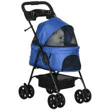 Dog Stroller/Dog Buggy With Folding Function, Pet Stroller For Small Dogs And Cats, Pet Buggy, Cat Buggy, Oxford Blue, 67 X 45 X 96 Cm - 藍色的 - 查看 1