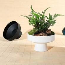 1pc Japanese Style Moss Bowl, Imitation Ceramic Plastic Vase, 12.8cm/5in Artificial Moss Bowl Centerpiece For Home Decoration, Living Room, Office - Plastic Vase - View 2