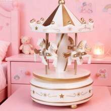 1pc "Castle In The Sky" Rotating Carousel Music Box, Creative Wind-Up Gift, Suitable For Couples, Birthday/Home Decor - A - View 3