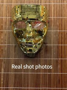 Disco Ball Mirror Mask For Men And Women, Shiny Reflective Mirror Ball Mask, Retro Disco Mosaic Glitter Mirror Mask, Costume Accessory For Party, Masquerade, Bar, DJ, Stage Performance, Adult Makeup Ball, Can Be Used As Desktop Glass Mirror Decoration Ornament - Multicolor - View 9