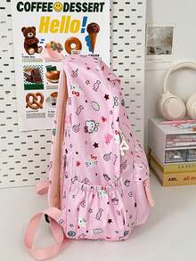 SANRIO New Cute Cartoon Hello Kitty Backpack, Large Capacity Lightweight Casual Travel Backpack, Suitable For Students Daily And Outdoor Use - A - View 5