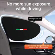 Italian Tricolor Car Front Window Sunshade, 1 Pair, Provides Visibility/Heat Insulation/Protects Interior Environment, Car Interior Blackout Cooling Protection Accessory - 1pair - View 1