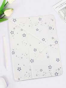 1 buah Casing Tablet Motif Bintang Biru Kompatibel dengan iPad Mini6/7/Air/Air2/9.7/10.2/10.5/10.9 (Air4-Air8)/Pro 11/Generasi ke-10/A16/Pro 11 2024, Desain Dicat Dua Sisi, Cangkang Belakang Akrilik Transparan, Penyangga 8 Sudut, Tidur/Bangun Otomatis, Slot Pensil Terintegrasi, Pena Tidak Termasuk, Beberapa Model Dengan Bingkai Kamera - MultiWarna - View 3