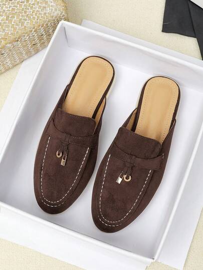 Herrslip-on loafers mule-sandaler med platt sula, 2026 sommarens nya avslappnade och bekväma slides med stängd tå, herrskor i plus size 44–46