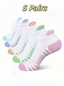 5/10 Pairs Women's Sports Ankle Socks, Compression Running Socks, Comfortable And Soft - Multicolor - View 7