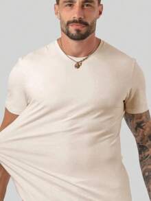Men's Basic T-Shirt, Plain Cotton, Premium Peruvian Knit - Off White - View 3