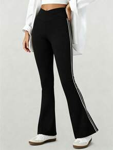 CZRLHYT High-Waisted Leggings For Women, Suitable For Everyday Fitness And Yoga, Featuring A Flared Design And A Shapely Bottom. - 黑與白 - 查看 6