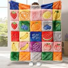 1 buah Kain Poliester Lembut dan Nyaman Motif Patchwork Buah Segar Warna-warni Gaya 2D, Cetakan Digital Cerah, Cocok untuk Semua Musim - Sempurna untuk Sofa, Penggunaan Sehari-hari, Perjalanan, dan Hadiah - MultiWarna - View 4
