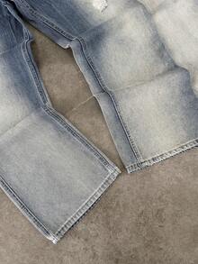 Men's Washed Ripped Slant Pocket Jeans Daily Simple Fashion - Blue - View 4
