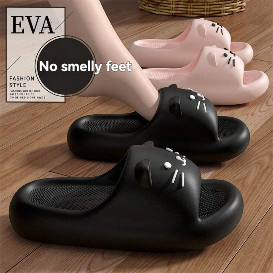 Chinelos Femininos Novos de Verão EVA com Plataforma Grossa de 8cm, Sandálias e Chinelos para Uso Externo, Slides de Salto Alto Impermeáveis e Antiderrapantes para Praia, Uso Interno/Externo, Presente - Chinelos Femininos - Visão 1