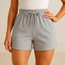 Women's Basic Sweat Shorts Casual Everyday Comfort Heart Print - 灰色 - 查看 2