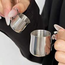 Stainless Steel Mini Milk Pitcher With Pointed Spout, Latte Art Cup, Small Milk Jug, Coffee Milk Cup, Coffee Tool - Silver - View 4