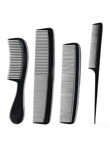 4pcs Professional Black Comb Set, Tail Comb & Styling Comb, Suitable For Parting, Volumizing & Sectioning, Unisex Hair Styling Tools, Summer Travel & Back To School Essentials - Black - View 8