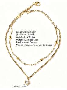 VceTd 1pc Minimalist Romantic Style Round Bead Pendant Design Stainless Steel Women's Anklet, Suitable For Daily Wear Or Beach Vacation - Yellow Gold - View 2