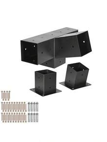 Pergola Kit 4x4 Inch 4-Way Slanted Bracket For 3. 5x3. 5 Inch Wood Beams In Actual Size Carbon Steel Pergola Bracket With Post Base And Wall Mount Base For Outdoor Pergolas Gazebos Sheds - 3 Pcs/Slanted Four-way Gazebo Brackets/4x4 Inches - View 4