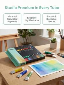12/24 Colors Professional Tube Watercolor Paint Set, High Saturation Color, Art Student Hand-Drawn Illustration Sketching Painting Pigment - 12ML - View 5
