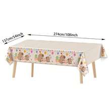 3pcs/1pc Capybara Birthday Rectangular Tablecloth Decoration 54*108 Inches, Birthday, Wedding, Tabletop Decoration - Multicolor - View 3