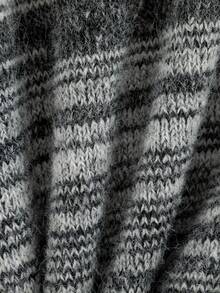Autumn/Winter Contrast Color Striped Crew Neck Knit Sweater, Relaxed Daily Inner/Outer Layering Piece, Mixed Yarn Textured Soft Breathable Fabric, Fitted Drop Shoulder Cut Concealing Body Shape And Slimming, Horizontal Stripes With Rich Layered Visuals - Grey - View 6