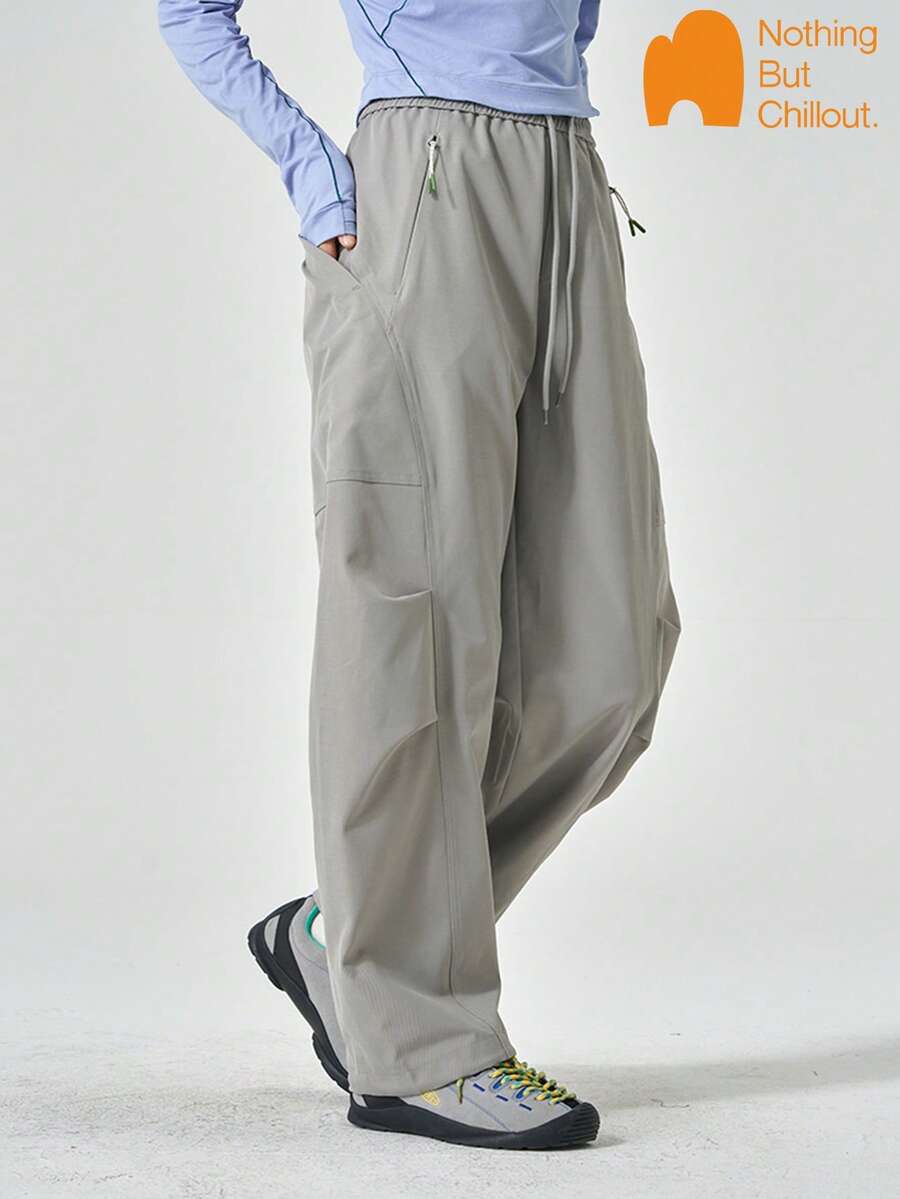 NBCT Women's Sports Cargo Pants, Versatile Straight Leg Casual Long Pants - Grey - View 1