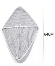 1 Microfiber Hair Towel Cap, Designed For Quick Drying, Comfortable And Highly Absorbent Hair Care Cap - Light Grey - View 2