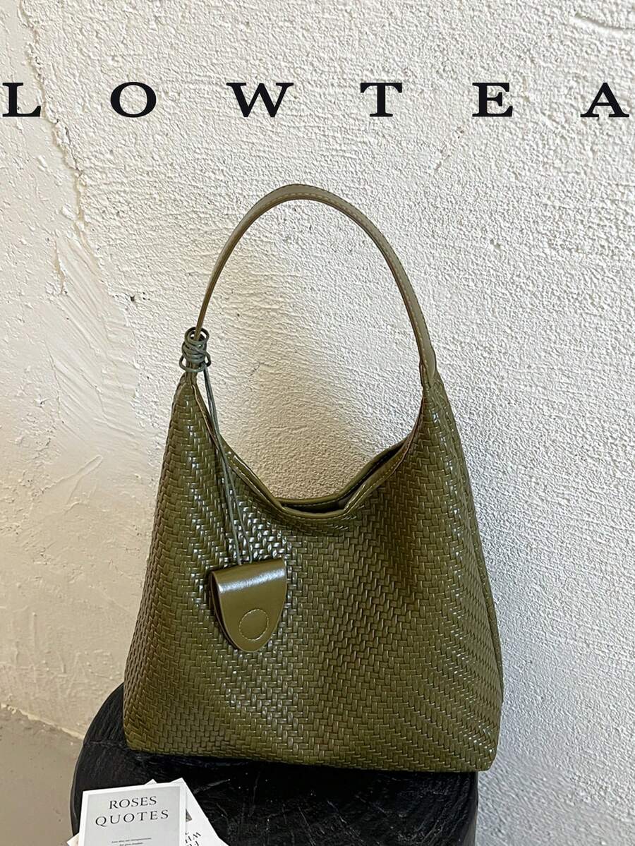 Low Tea 1件裝 素色 PU 皮革便攜式磁吸扣女款托特包 腋下包 純素皮革 上提把單肩包 手提包，適合旅行、購物、約會、女性禮物、工作、商務、通勤
