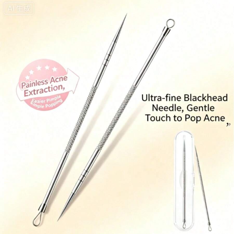 1pc Fine Tip Acne Needle Blackhead Remover Pimple Extractor Tool Gold Color - Multicolor - View 1
