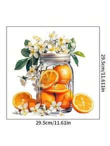 1pc Glass Bottle Orange Flower Wall Sticker Fresh Nordic Fruit Removable Self-Adhesive Wall Decal For Restaurant Kitchen Living Room Minimalist Cozy Home Decor - Orange Blossom In Glass Bottle - View 3