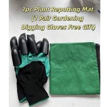 1pc Waterproof Foldable Plant Repotting Mat With Free Garden Digging Gloves, Thick PE Anti-Spill Gardening Work Tray For Succulent Flower Transplanting Soil Mixing Gardening Repotting Mat + Free Garden Claw Gloves - A - View 16