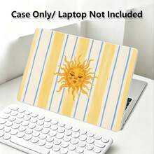 1件式 Macbook 相容保護殼，黃色條紋與太陽 UV 印刷圖案，筆電保護套，極簡輕量耐用保護殼，相容 Macbook Air Pro 13.3 13.6 14.2 15.3 16.2 吋，適用於 13 吋 Neo 筆電保護殼 A3404 型號/ D14, D16 - 查看 7