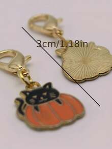 6/10pcs Halloween Pumpkin & Black Cat Keychains, Exquisite Minimalist Fashion - Multicolor - View 7