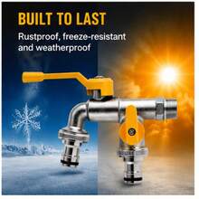 Outdoor Frost-Proof Extended Dual-Outlet Faucet, Quick-Open Garden Tap For Watering And Car Washing, Anti-Crack Water Spigot - Multicolor - View 7