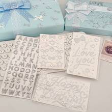 [Back To School]8pcs/6pcs/5pcs/4PCS/3PCS/2pcs/1PC Silver Bling Rhinestone Stickers, Self-Adhesive Crystal Gem Stickers With Heart, Star & Bow Shapes, Aesthetic Stickers For Scrapbooking, Journaling, Phone Cases, Nail Art & Party Decor, Multi-Sheet Pack - Silver - View 30
