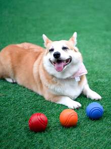 Solid Dog Toy Ball - Durable Rubber Chewing And Training Ball, Elastic, Bite-Resistant, For Teeth Cleaning, Perfect For Play And Exercise, Suitable For Aggressive Chewers Dog Toy - Multicolor - View 7