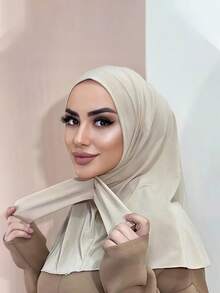 1 Peça Touca Hijab Fashion Casual Elegante Lenço Instantâneo Esportivo com Botão Cobertura de Cabeça Touca Hijab Clássica Minimalista Fashion Casual Elegante Modesta Modal Brilho Algodão Tecido Sedoso Macio Amigável à Pele Respirável Confortável Aba Longa Uso Duplo Lenço Instantâneo Cobertura de Cabeça Esportiva Turbante Jersey Adequado para Vida Diária Festivais Reuniões Oração - Multicolorido - Visão 8
