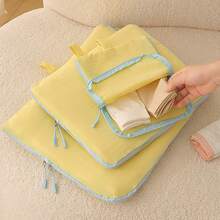 1pc New Vertical Storage Bag Handheld Large Capacity Makeup Bag Travel Hanging With Mirror Toiletries Bag PU Waterproof Cosmetic Bag - Multicolor - View 4