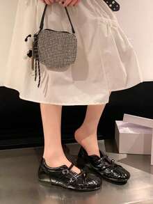 2025春季新款女款厚底白色運動休閒鞋，百搭休閒運動鞋，返校季適用 - 黑色 - 查看 3