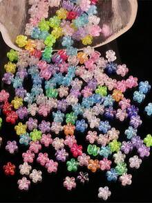100pcs 7mm AB Color Transparent Acrylic Flower Beads, DIY Handmade Beaded Necklace Jewelry Making Materials, Decorative Mixed Color Beads - Multicolor - View 1