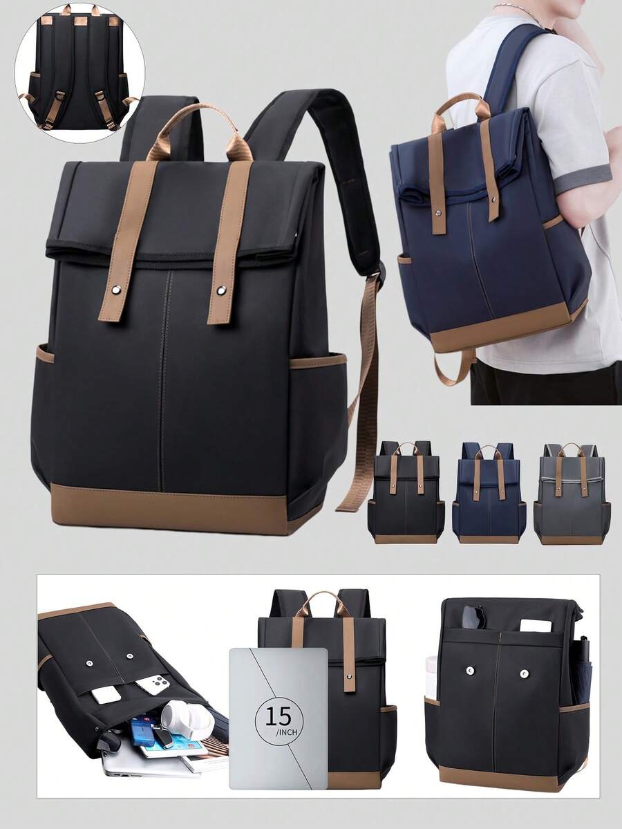 1 Pieza Mochila para Portátil de 15.6 Pulgadas con Bloques de Color Multifunción Resistente al Agua para Viajes de Negocios & Escuela para Hombres