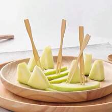 Fruit Fork Set, Fruit Skewers, Reusable Bamboo, Home Use, Suitable For Fruit, Cake, Dessert, Small Forks, Bamboo Material - Multicolor - View 5