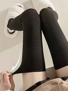 1/3/5 Pairs Women's Autumn/Winter Warm Over-The-Knee Socks, Thick Ribbed Non-Slip Thigh-High Socks For Daily Warm Wear - Multicolor - View 3